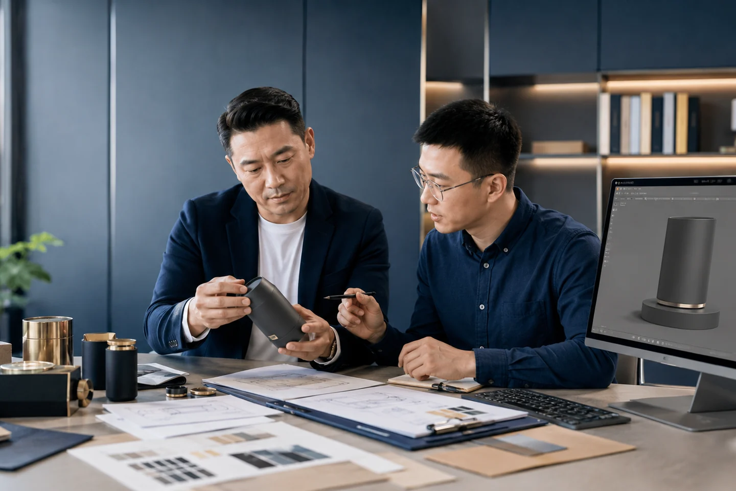 围绕OEM产品原型、图纸和材料样板进行产品开发讨论。